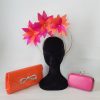 AMBER - HOT PINK AND ORANGE SILK ABACA FLOWER HALO FASCINATOR - Image 6