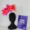 AMBER - HOT PINK AND ORANGE SILK ABACA FLOWER HALO FASCINATOR - Image 2