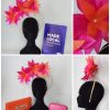 AMBER - HOT PINK AND ORANGE SILK ABACA FLOWER HALO FASCINATOR