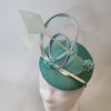 CHARLOTTE - AQUA GREEN AND PEARL FASCINATOR WITH SILVER TRIM - Image 5
