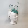 CHARLOTTE - AQUA GREEN AND PEARL FASCINATOR WITH SILVER TRIM - Image 3