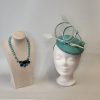 CHARLOTTE - AQUA GREEN AND PEARL FASCINATOR WITH SILVER TRIM - Image 2