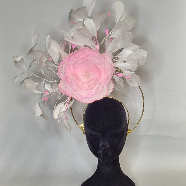 PEPSI - IVORY AND HOT PALE PINK HALO FASCINATOR - Image 2