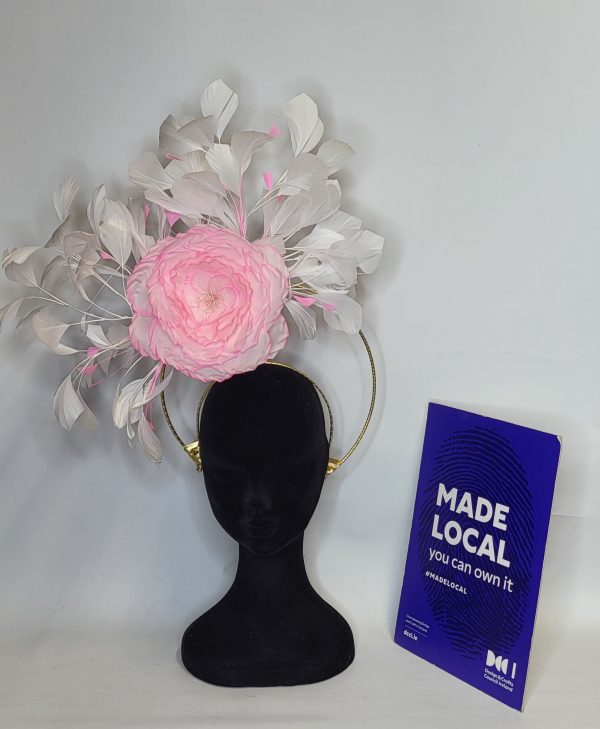 PEPSI - IVORY AND HOT PALE PINK HALO FASCINATOR - Image 3