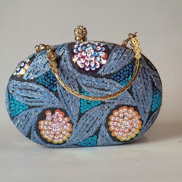 TEXAS - PALE BLUE BOX CLUTCH BAG WITH GRAB HANDLE