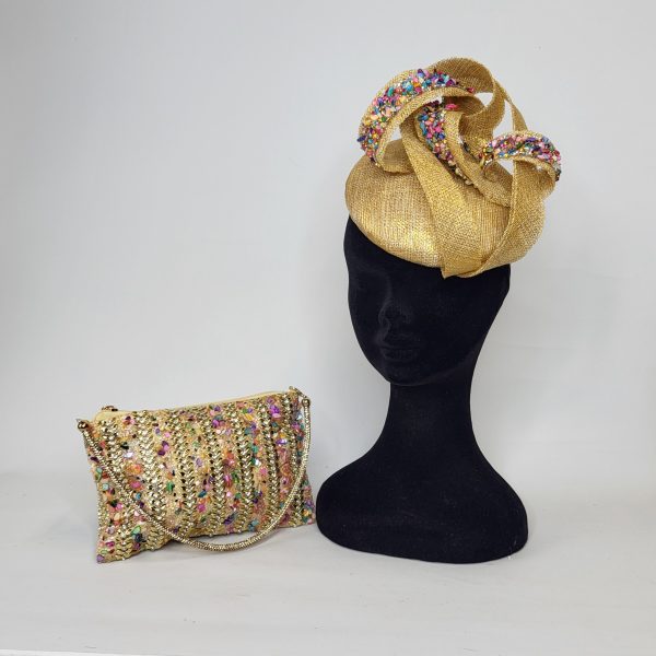 DOMINIQUE - GOLD AND MULTICOLOURED FASCINATOR - Image 5