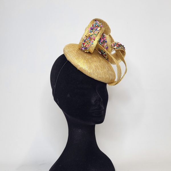 DOMINIQUE - GOLD AND MULTICOLOURED FASCINATOR - Image 3