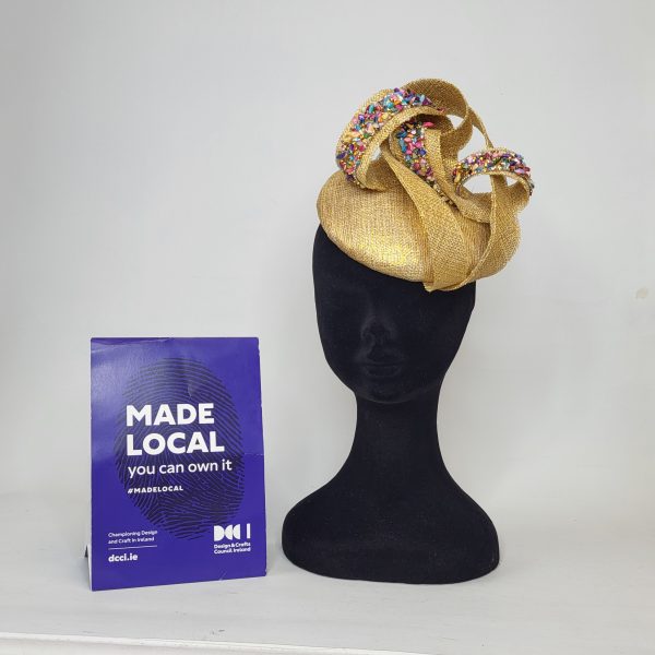 DOMINIQUE - GOLD AND MULTICOLOURED FASCINATOR - Image 2