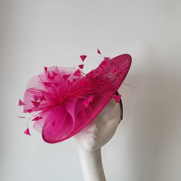 ELLIE-MAY  - CERISE PINK BRIM FASCINATOR ( SAMPLE SALE ) - Image 6