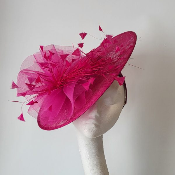ELLIE-MAY  - CERISE PINK BRIM FASCINATOR ( SAMPLE SALE ) - Image 5