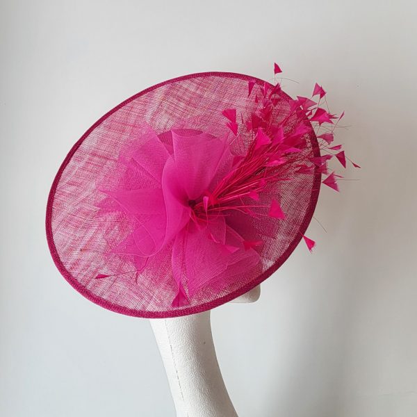 ELLIE-MAY  - CERISE PINK BRIM FASCINATOR ( SAMPLE SALE ) - Image 3