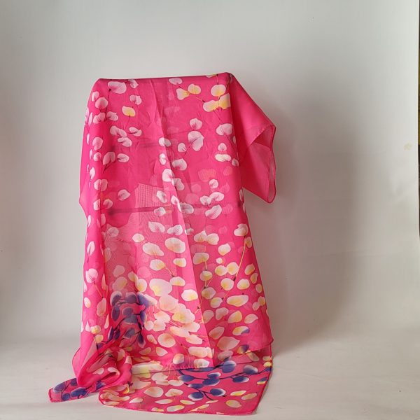 MISSY - HOT PINK AND FLORAL CHIFFON SCARF