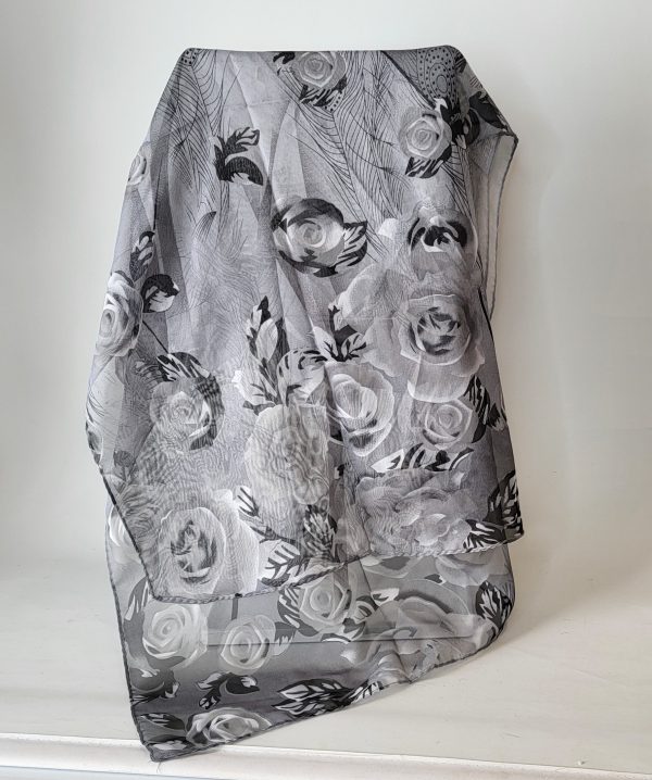 CONNY - GREY FLORAL CHIFFON SCARF