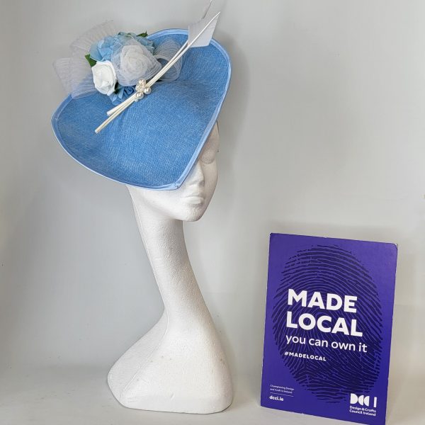 ALEXANDRIA -  BLUE AND IVORY WHITE FASCINATOR - Image 6