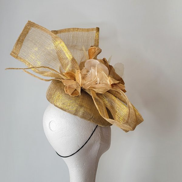 JANICE - GOLD LUREX FASCINATOR  ( EX HIRE SALE ) - Image 4