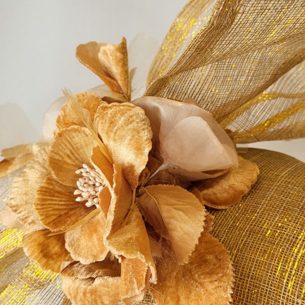 JANICE - GOLD LUREX FASCINATOR  ( EX HIRE SALE ) - Image 3
