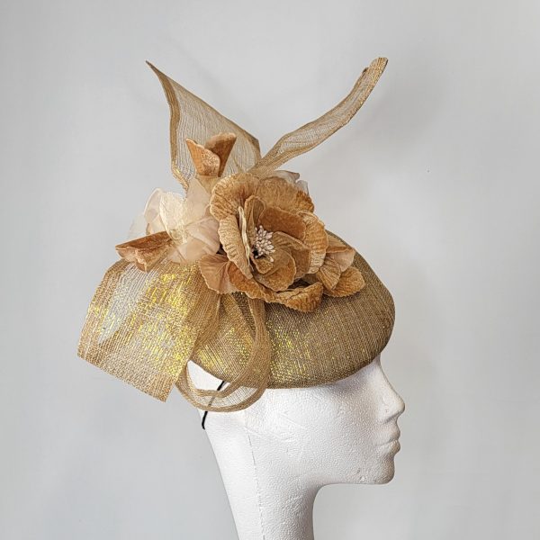 JANICE - GOLD LUREX FASCINATOR  ( EX HIRE SALE ) - Image 2