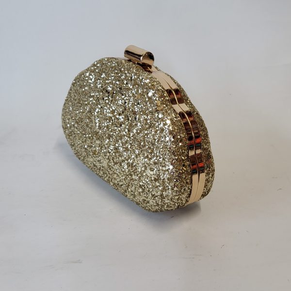MIRABELLE - GOLD GLITTER BOX CLUTCH BAG - Image 2