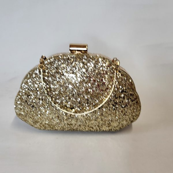 MIRABELLE - GOLD GLITTER BOX CLUTCH BAG