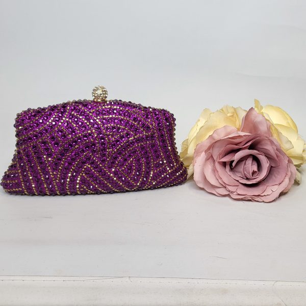 KENDRA - PURPLE RHINESTONE BOX CLUTCH BAG