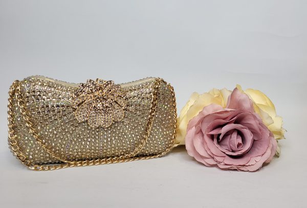 IRIS - GOLD RHINESTONE BOX CLUTCH BAG
