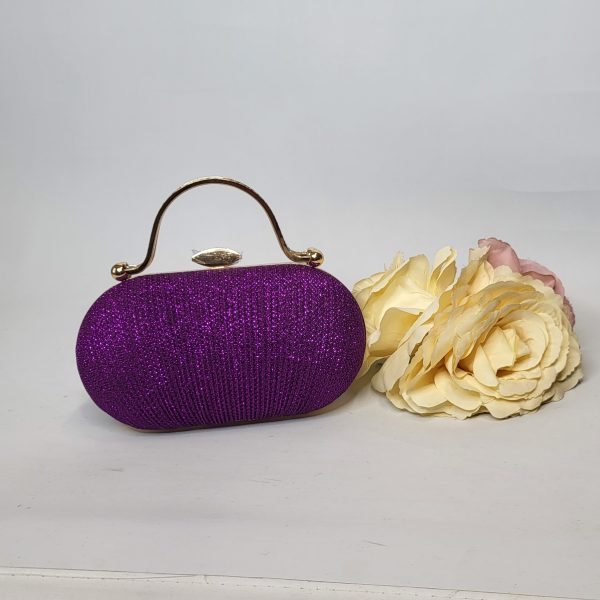 NADYNE - PURPLE AND GOLD BOX CLUTCH BAG