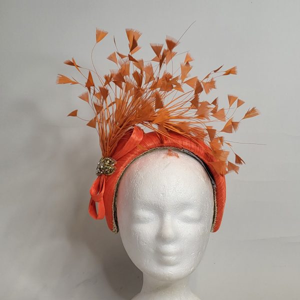 CONSTANCE - ORANGE SILK HAIRBAND FASCINATOR - Image 4