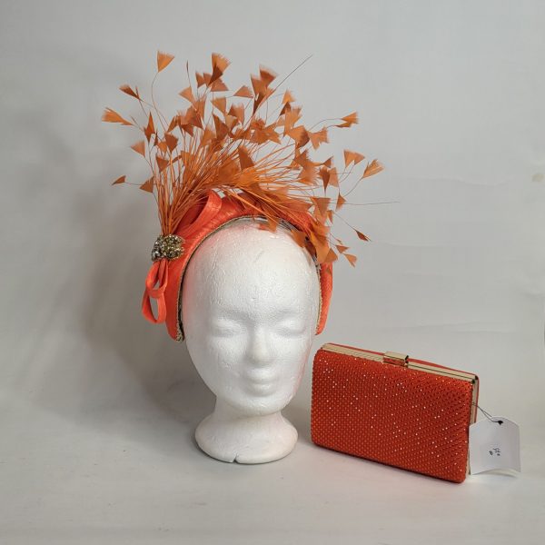 CONSTANCE - ORANGE SILK HAIRBAND FASCINATOR - Image 2