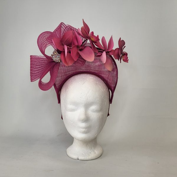 MEREDITH - FUSCHIA PINK HALO FASCINATOR - Image 5