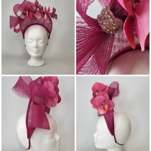 MEREDITH - FUSCHIA PINK HALO FASCINATOR