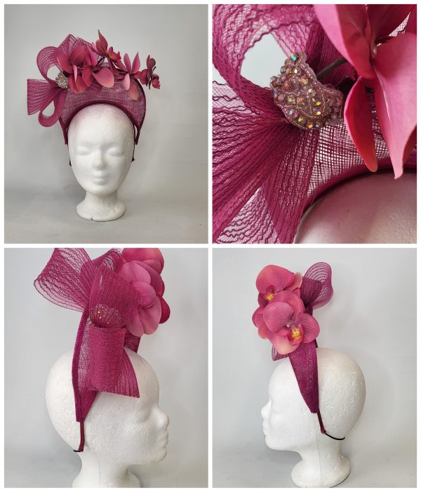 MEREDITH - FUSCHIA PINK HALO FASCINATOR