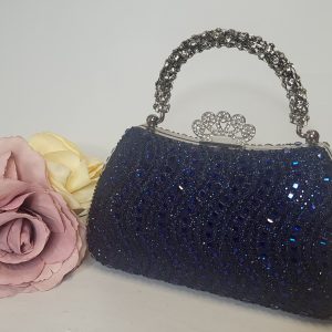VERONICA - ROYAL BLUE AND NAVY VINTAGE STYLE CLUTCH BAG