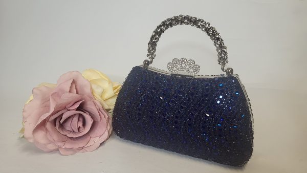 VERONICA - ROYAL BLUE AND NAVY VINTAGE STYLE CLUTCH BAG