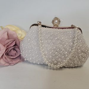 VALERIA - WHITE PEARL VINTAGE STYLE CLUTCH BAG