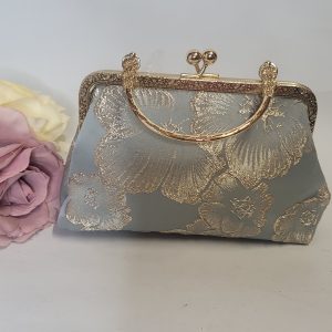 MAVIS - SAGE GREEN AND GOLD VINTAGE STYLE CLUTCH BAG
