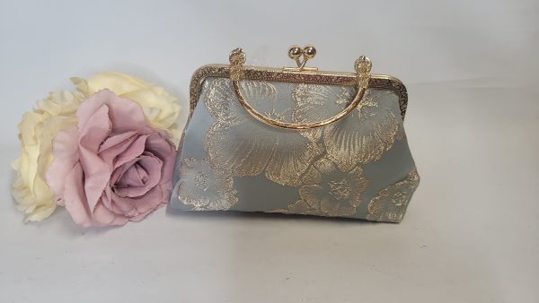 MAVIS - SAGE GREEN AND GOLD VINTAGE STYLE CLUTCH BAG