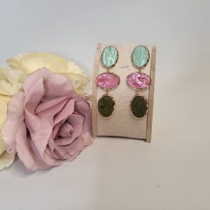 CLARE - MINT GREEN AND PINK DROPPED EARRINGS