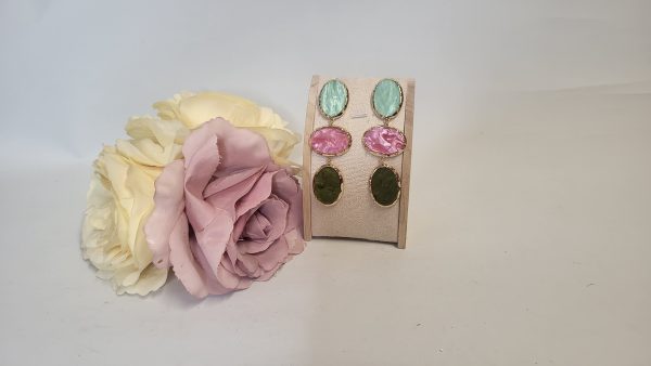 CLARE - MINT GREEN AND PINK DROPPED EARRINGS