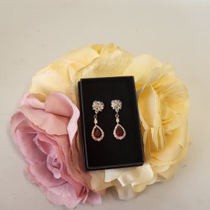 ALICE - RUBY AND DIAMANTE DROPPED EARRINGS