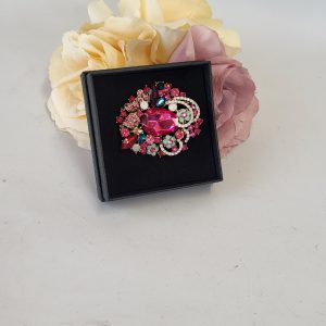 ABIGAIL - HOT PINK RHINESTONE BROOCH