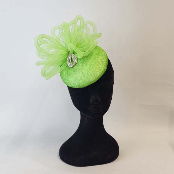 CECILY - BRIGHT LIME GREEN  AND SILVER FASCINATOR  HALF PRICE SALE - Image 3