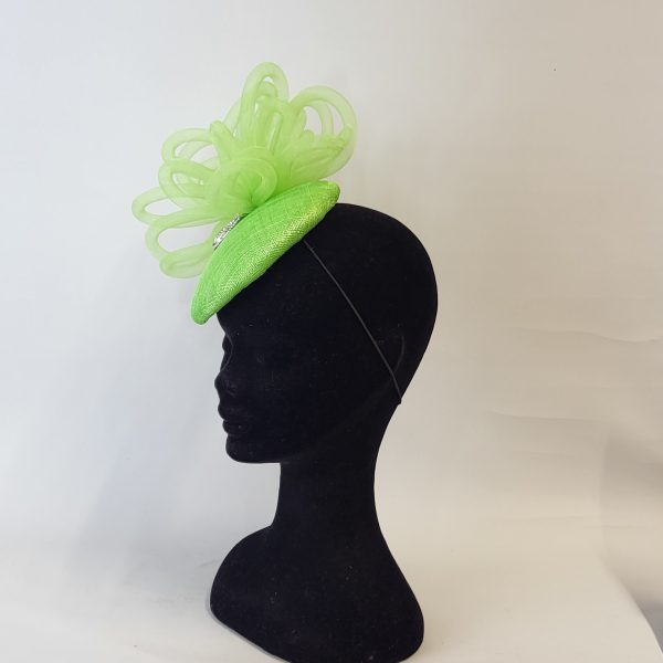 CECILY - BRIGHT LIME GREEN  AND SILVER FASCINATOR  HALF PRICE SALE - Image 2