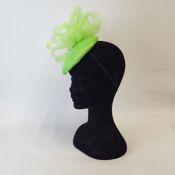 CECILY - BRIGHT LIME GREEN  AND SILVER FASCINATOR  HALF PRICE SALE - Image 6