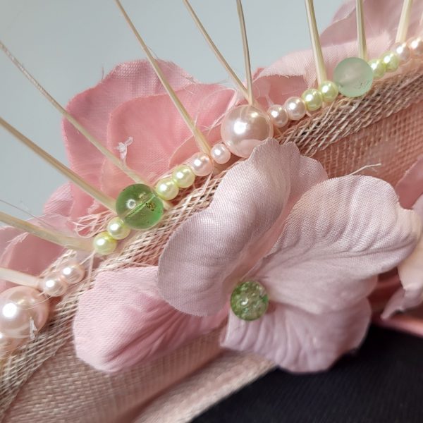 PENELOPE - LIGHT PINK AND MINT GREEN FASCINATOR - Image 3