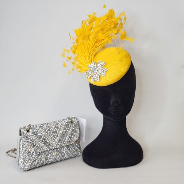TAYLA - YELLOW AND SILVER FASCINATOR --- SAMPLE SALE HALF PRICE - Image 2