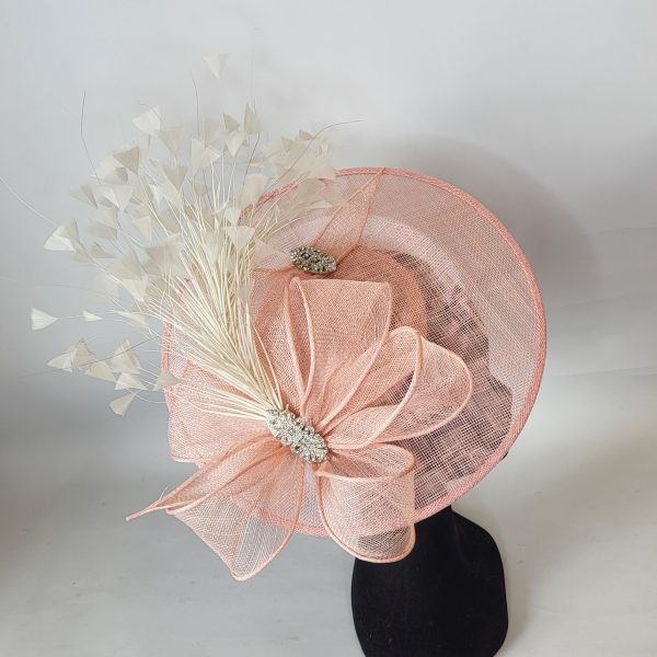 AILEEN - PINK AND PALE SAGE GREEN DISH FASCINATOR - Image 6