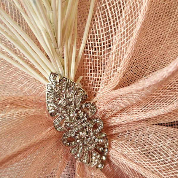 AILEEN - PINK AND PALE SAGE GREEN DISH FASCINATOR - Image 4