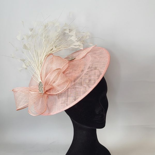 AILEEN - PINK AND PALE SAGE GREEN DISH FASCINATOR - Image 3
