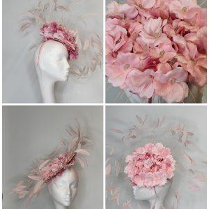 PENELOPE - LIGHT PINK AND MINT GREEN FASCINATOR