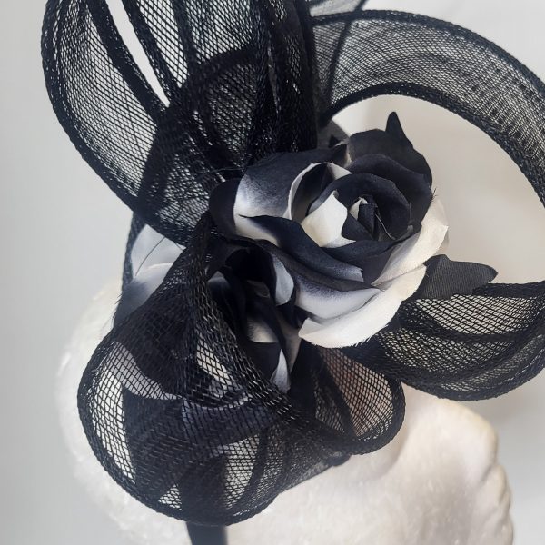ARLENE - BLACK AND WHITE HALO FASCINATOR - Image 2